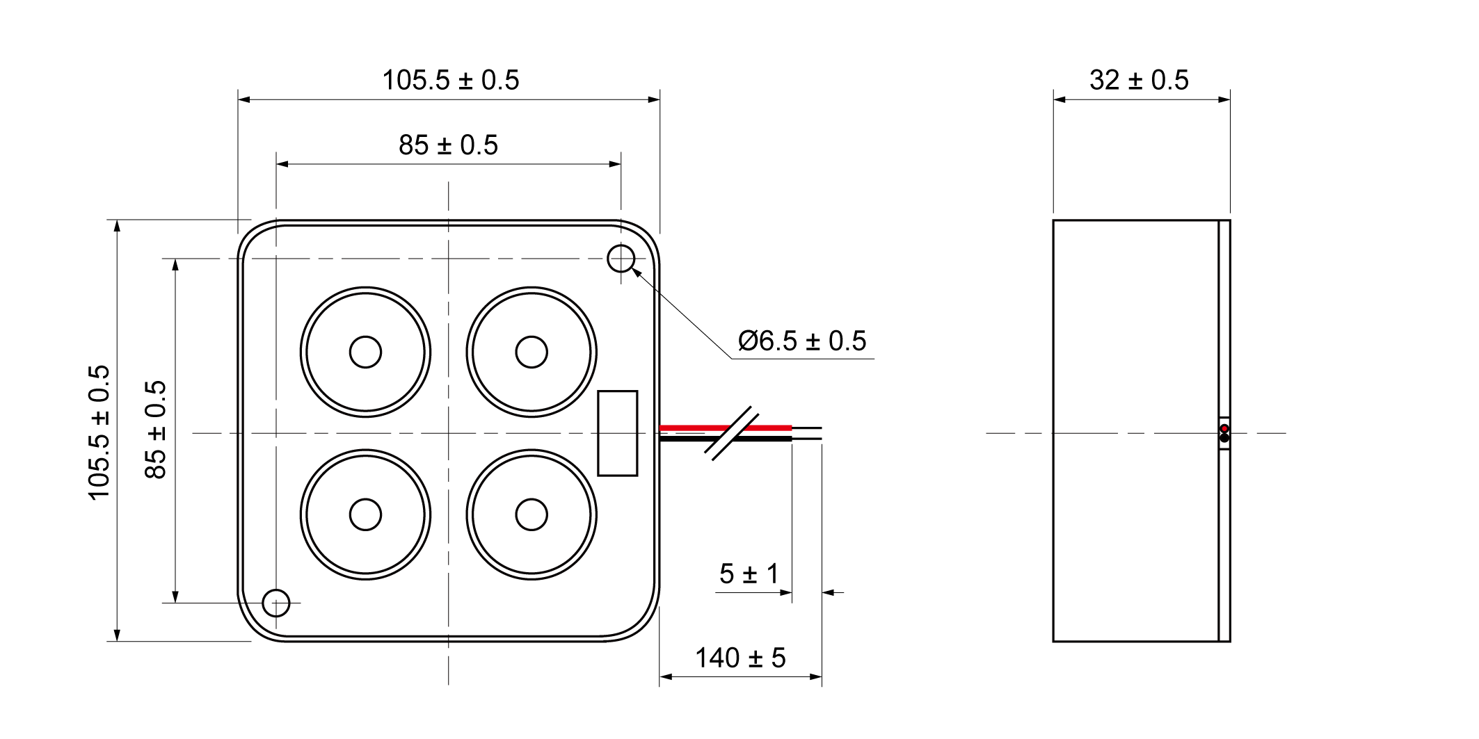 XPB106-24.26T12W Mechanical Drawing